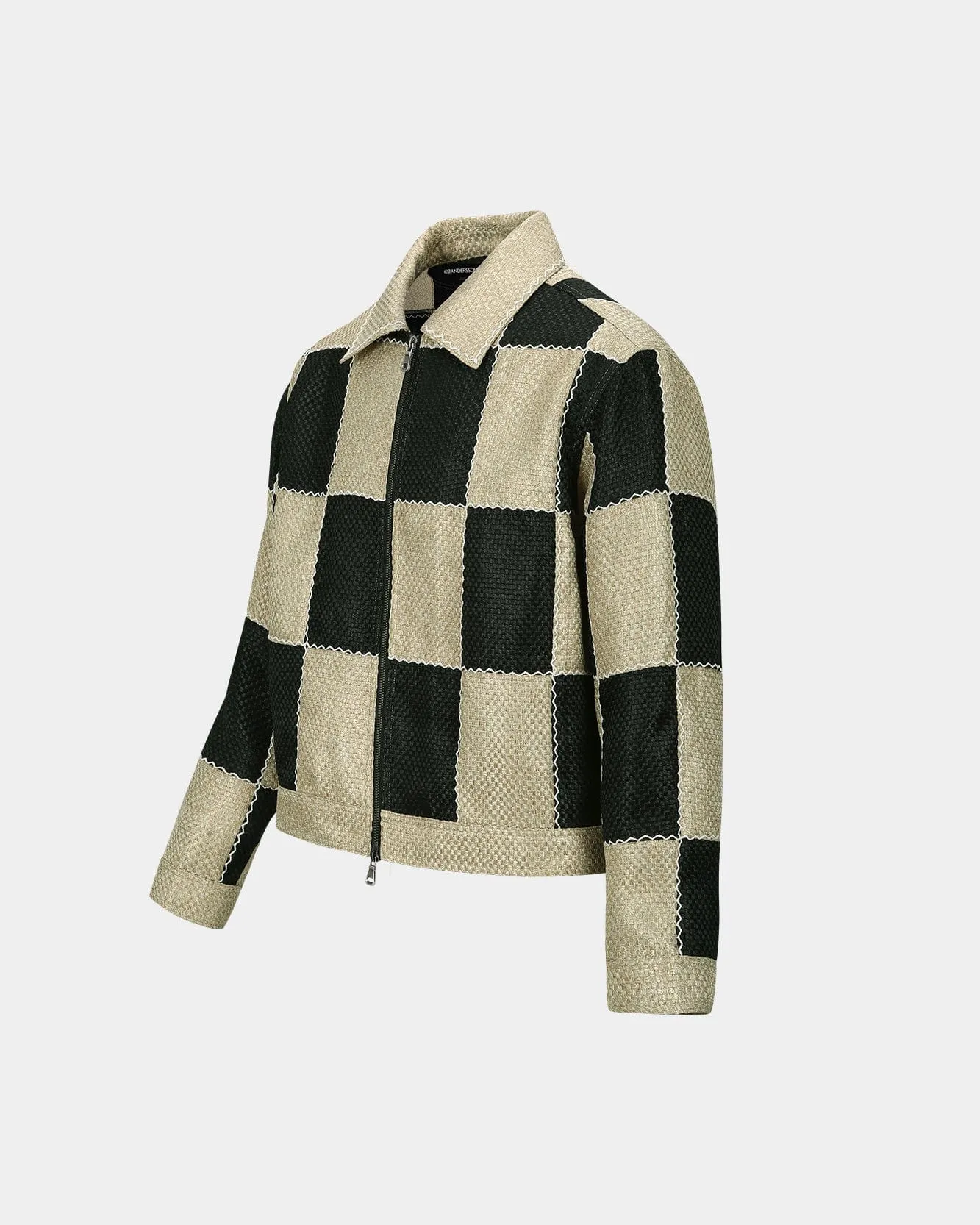 PATCHWORK ZIP-UP JACKET awa694m(BLACK/BEIGE) sold by Andersson Bell product image thumbnail 3