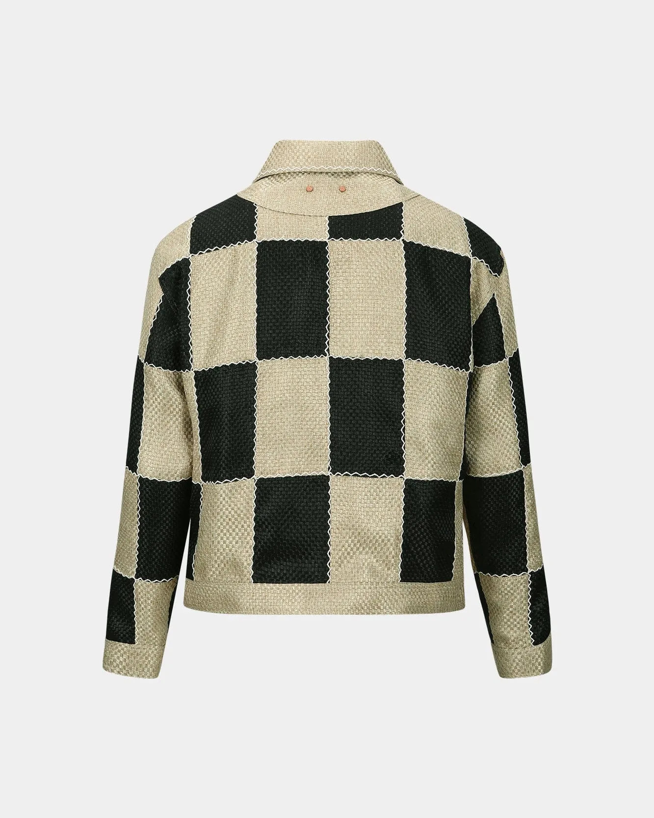 PATCHWORK ZIP-UP JACKET awa694m(BLACK/BEIGE) sold by Andersson Bell product image thumbnail 4