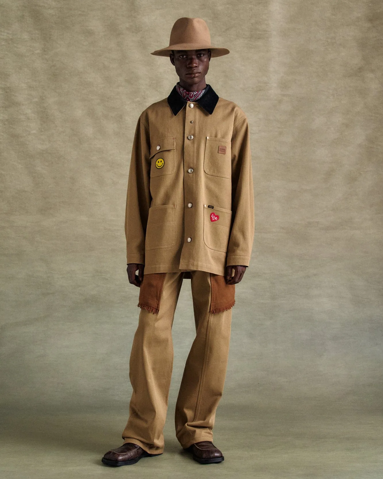 GUITAR PRINTED COTTON JACKET awa678m(TAN) sold by Andersson Bell