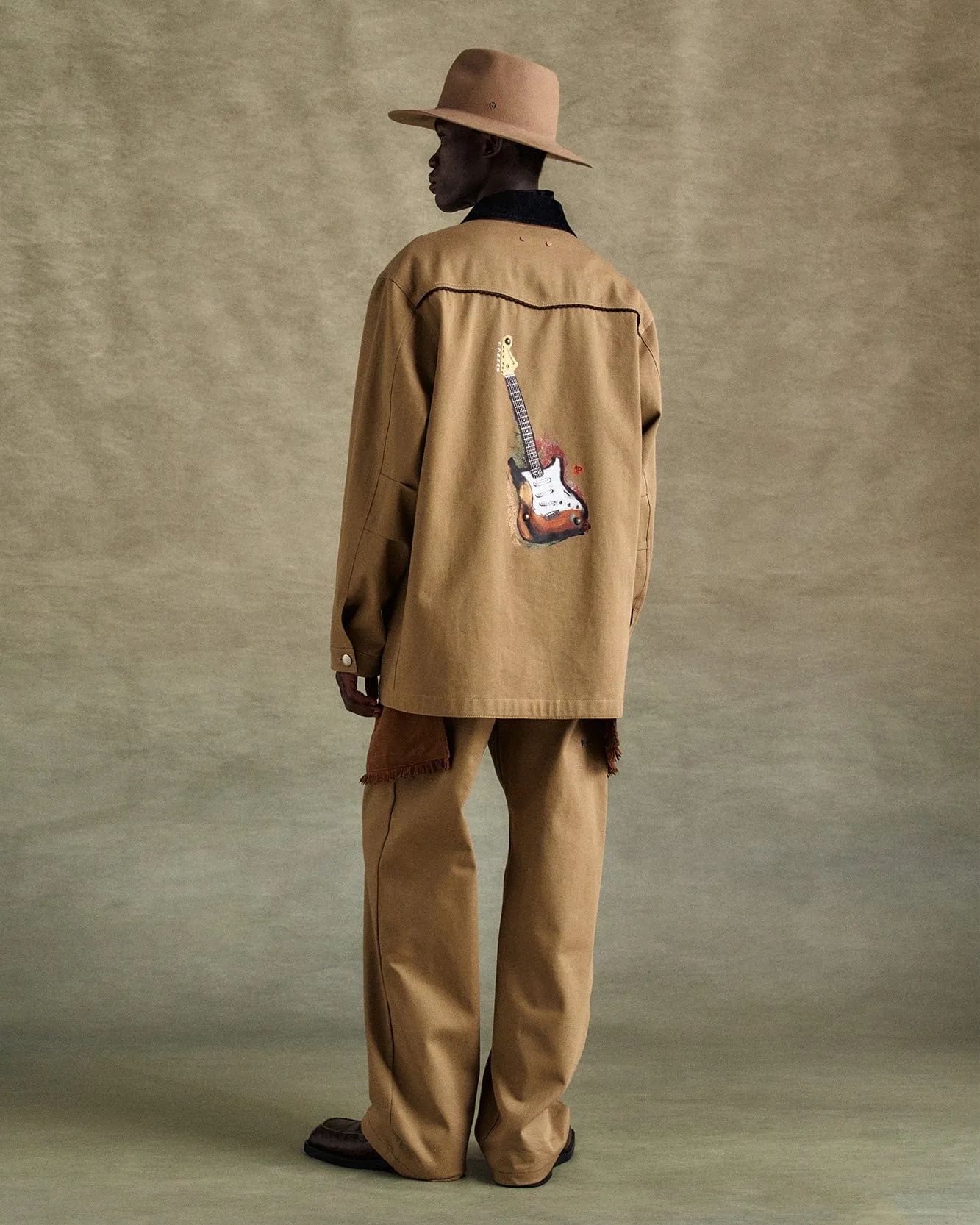 GUITAR PRINTED COTTON JACKET awa678m(TAN) sold by Andersson Bell product image thumbnail 5