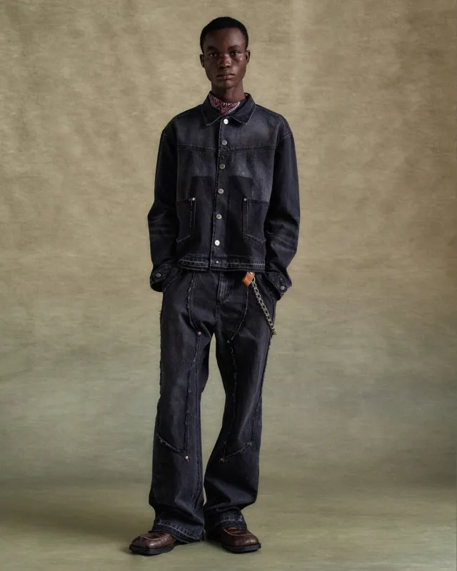 RODEO MOTORCYCLE DENIM JACKET awa675m(BLACK) made by Andersson Bell