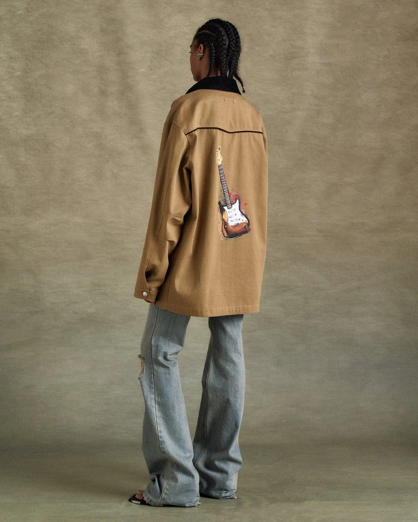 GUITAR PRINTED COTTON JACKET awa678m(TAN) sold by Andersson Bell product image thumbnail 5