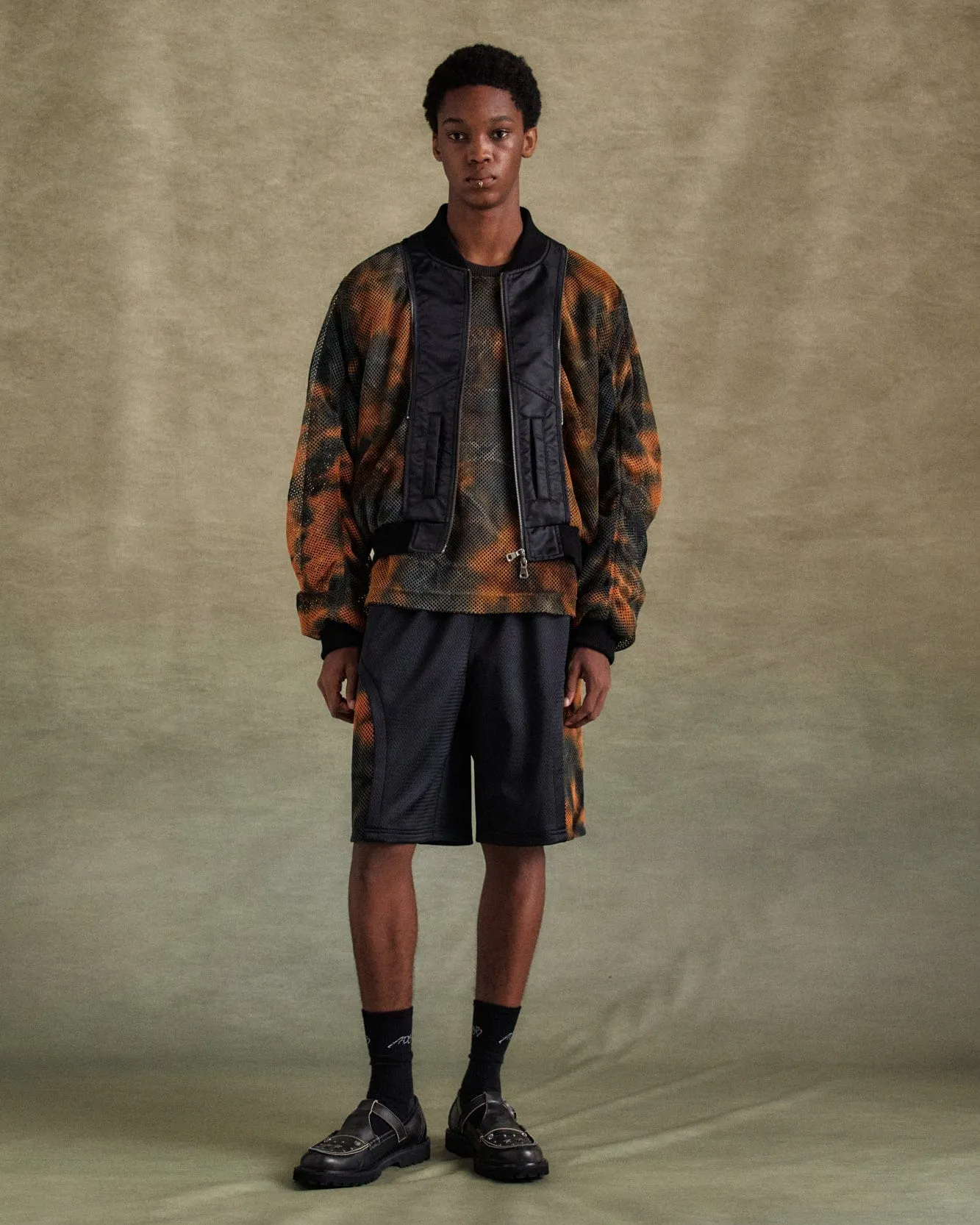 UNISEX DOUBLE LAYER MESH BOMBER awa701u(BLACK) sold by Andersson Bell