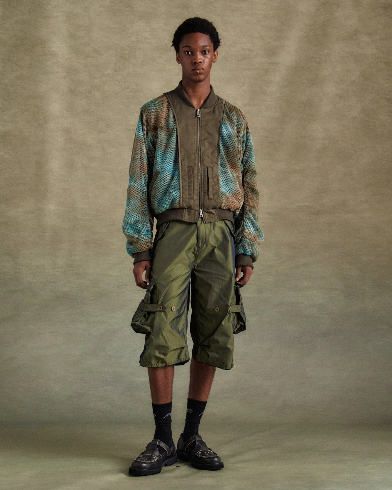 UNISEX DOUBLE LAYER MESH BOMBER awa701u(BROWN) sold by Andersson Bell