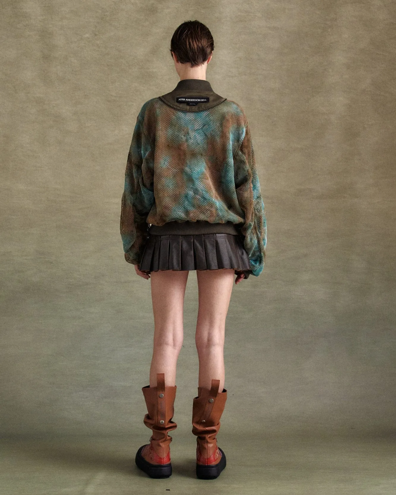 UNISEX DOUBLE LAYER MESH BOMBER awa701u(BROWN) sold by Andersson Bell product image thumbnail 5