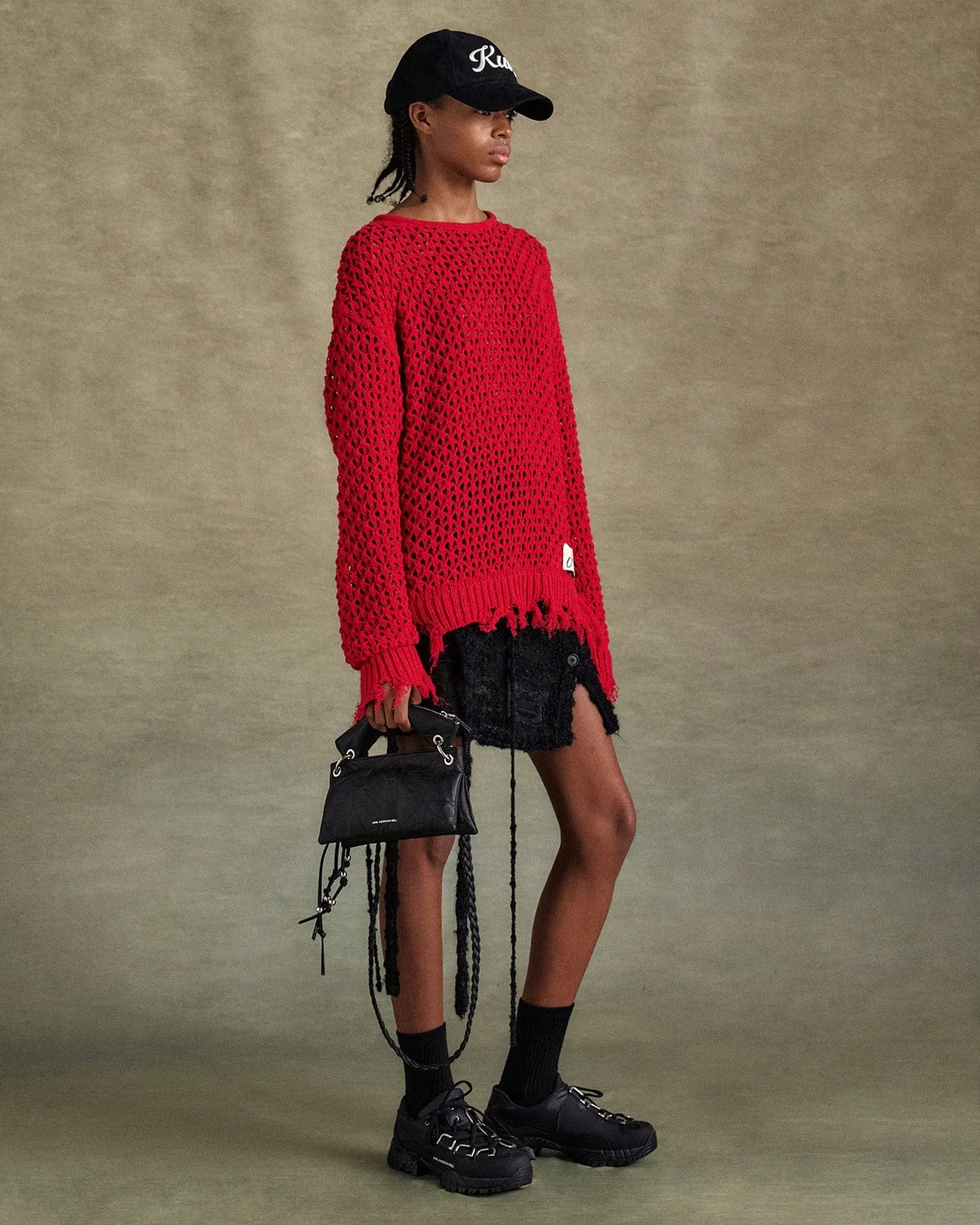 UNISEX DAMAGED BOATNECK SWEATER atb1240u(RED) sold by Andersson Bell product image thumbnail 5