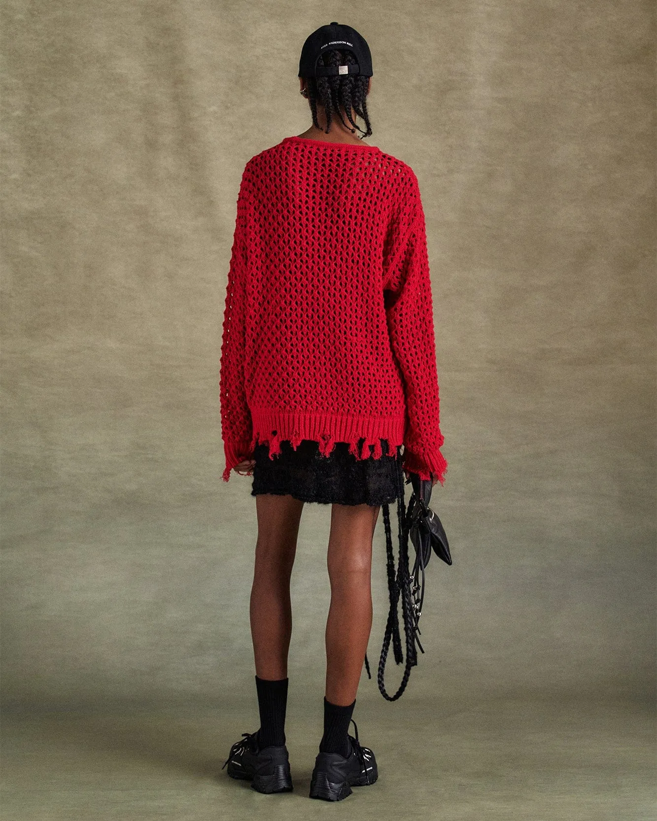 UNISEX DAMAGED BOATNECK SWEATER atb1240u(RED) sold by Andersson Bell product image thumbnail 4