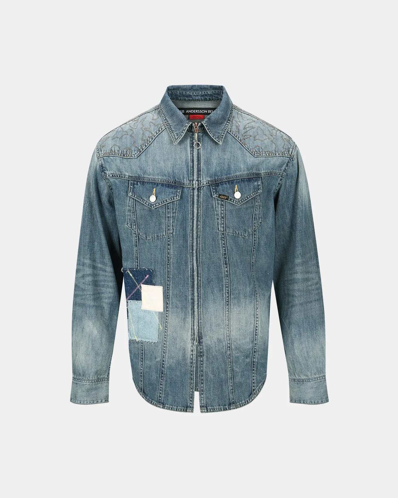 EMBROIDERY PATCHWORK DENIM SHIRTS atb1273m(BLUE) sold by Andersson Bell product image thumbnail 2