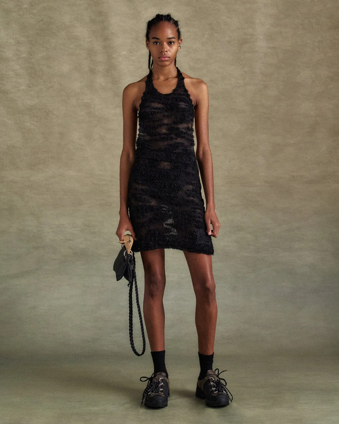 CLOUD HALTER KNIT DRESS atb1262w(BLACK) sold by Andersson Bell