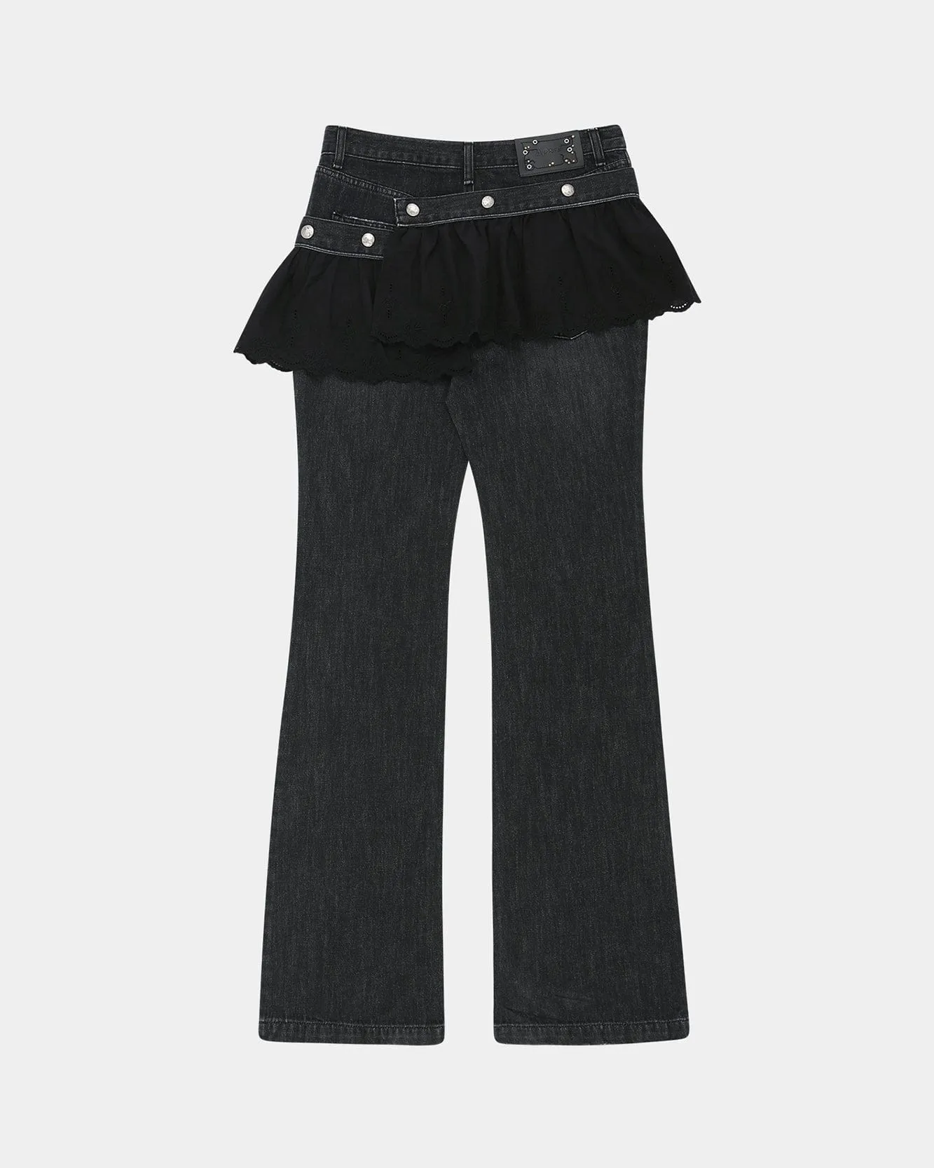 FLOWER LACE ATTACHED BOOTCUT JEANS apa796w(WASHED BLACK) sold by Andersson Bell product image thumbnail 3