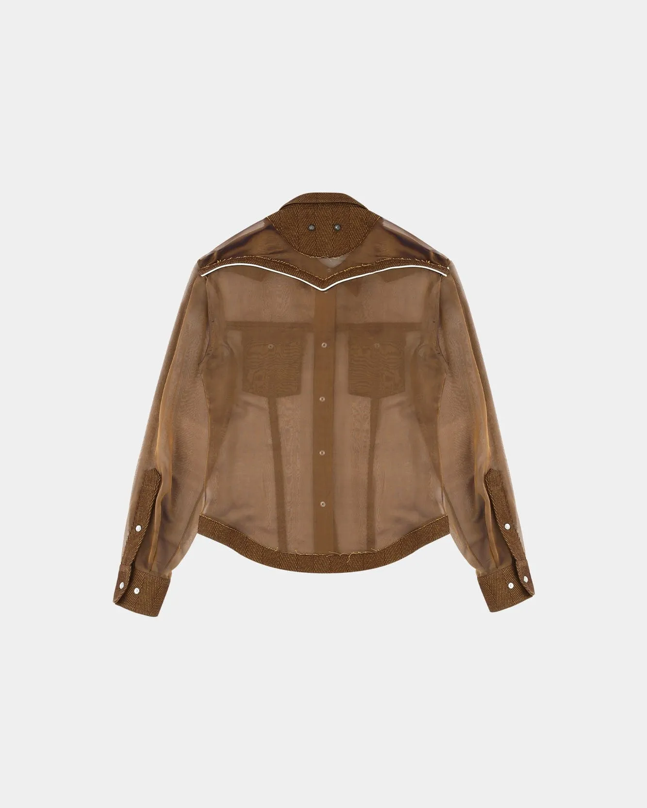 HERRINGBONE CUT-OUT SILK CHIFFON SHIRTS atb1304w(BROWN) sold by Andersson Bell product image thumbnail 3