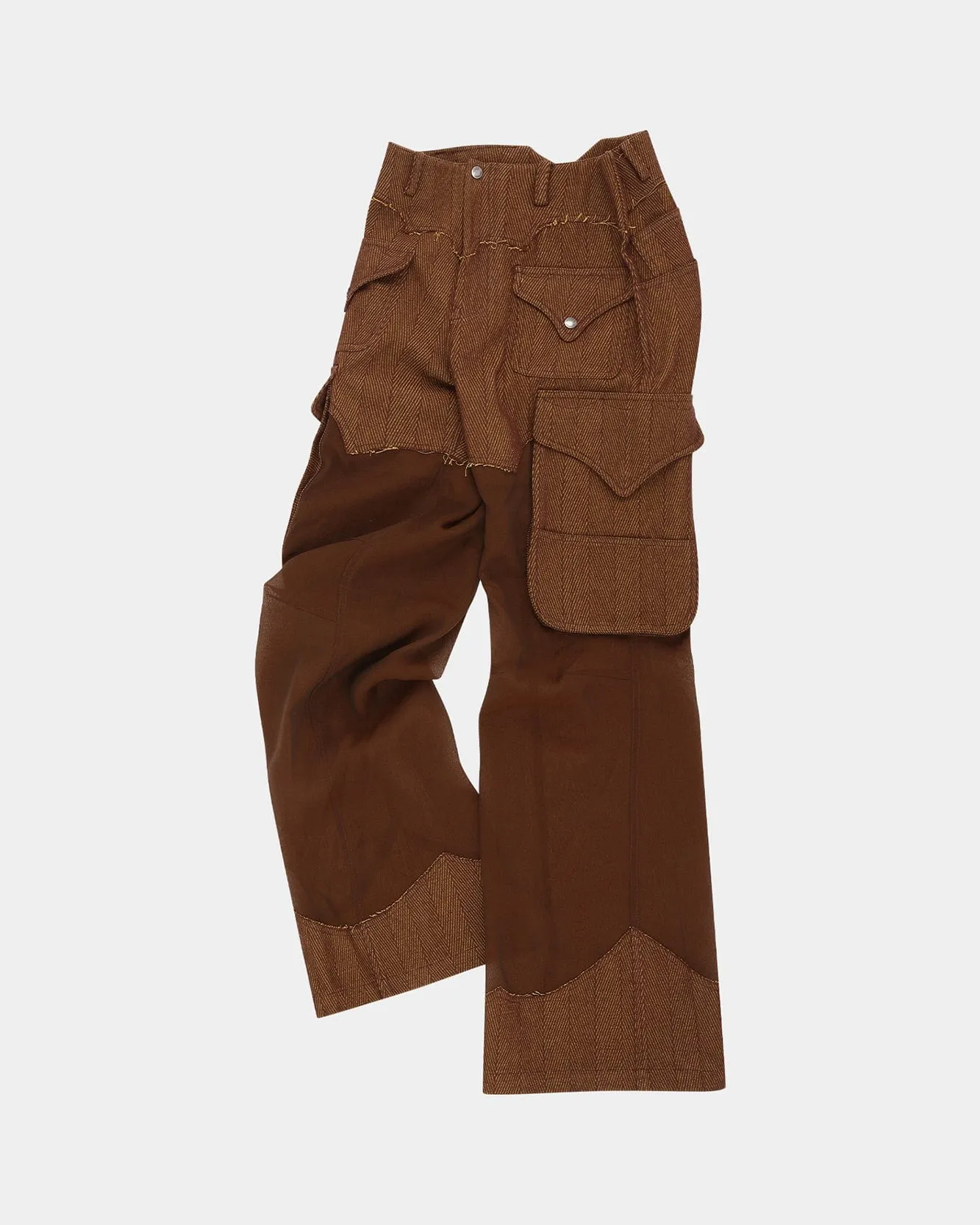 HERRINGBONE SHEER CARGO PANTS apa823w(BROWN) sold by Andersson Bell product image thumbnail 2