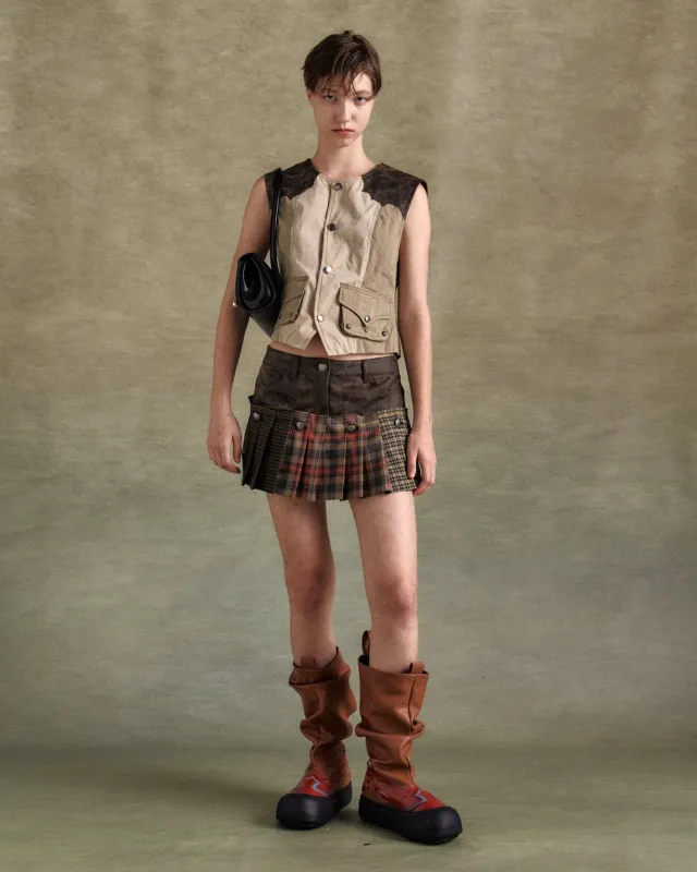 [RESTOCK] MOLLY FAUX-LEATHER MICRO DETACHABLE SKORT apa827w(DRAK BROWN) sold by Andersson Bell
