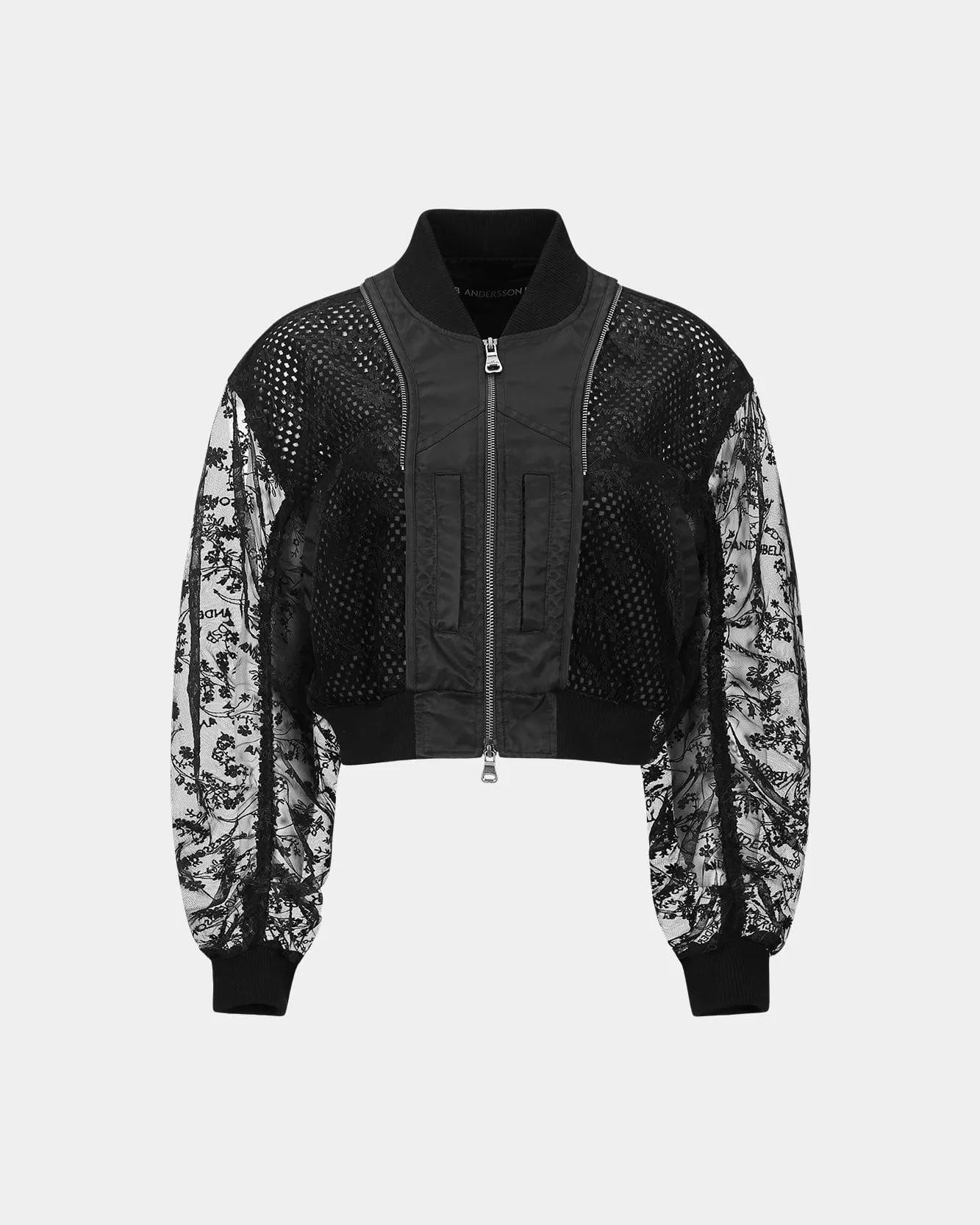 DOUBLE LAYERED LOGO LACE SHORT BOMBER awa702w(BLACK) sold by Andersson Bell product image thumbnail 2