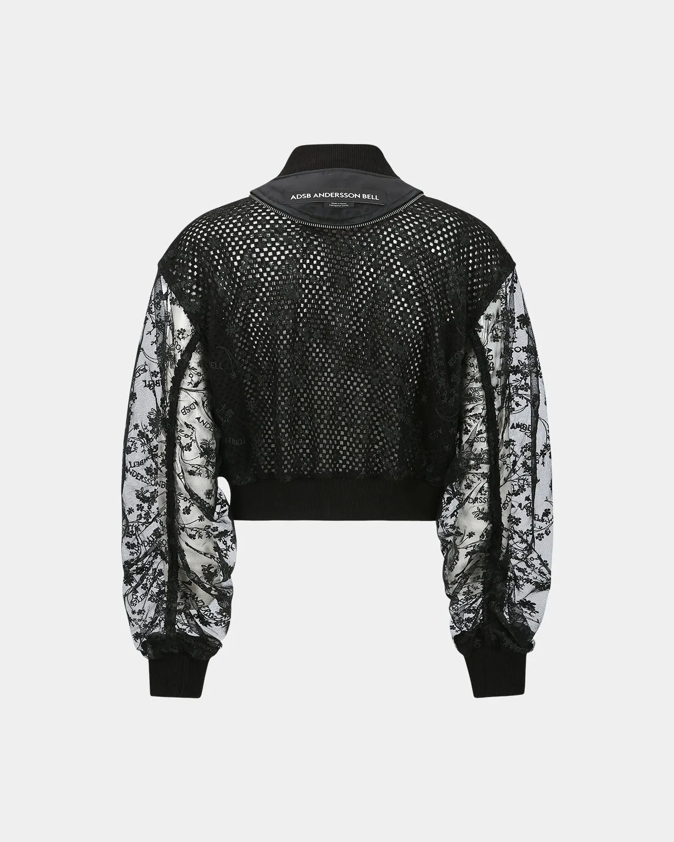 DOUBLE LAYERED LOGO LACE SHORT BOMBER awa702w(BLACK) sold by Andersson Bell product image thumbnail 4
