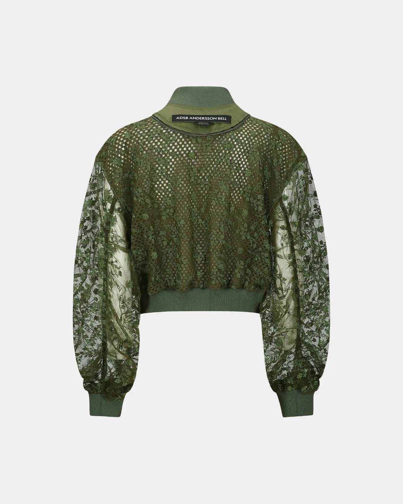 DOUBLE LAYERED LOGO LACE SHORT BOMBER awa703w(BROWN) sold by Andersson Bell product image thumbnail 4