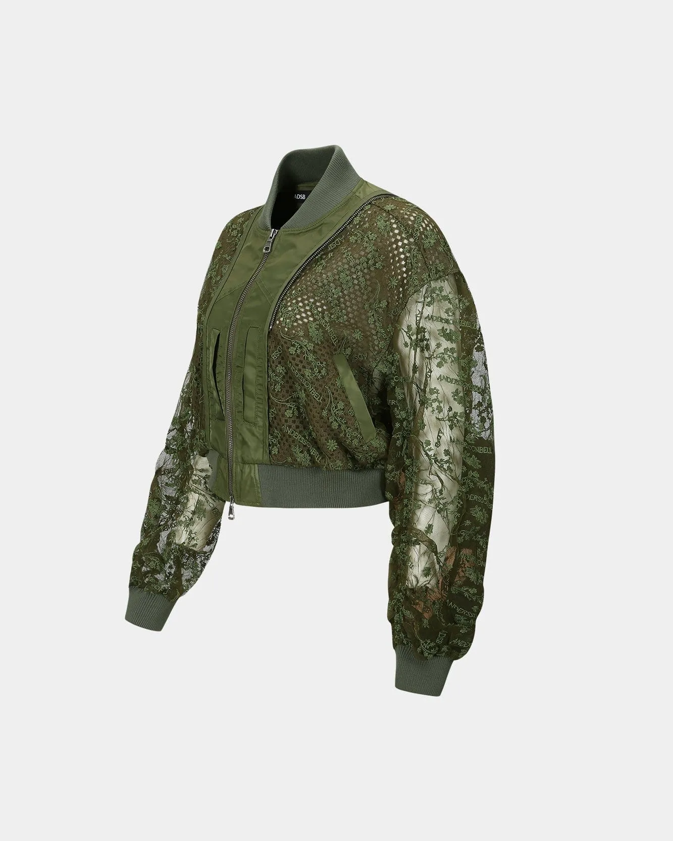 DOUBLE LAYERED LOGO LACE SHORT BOMBER awa703w(BROWN) sold by Andersson Bell product image thumbnail 3