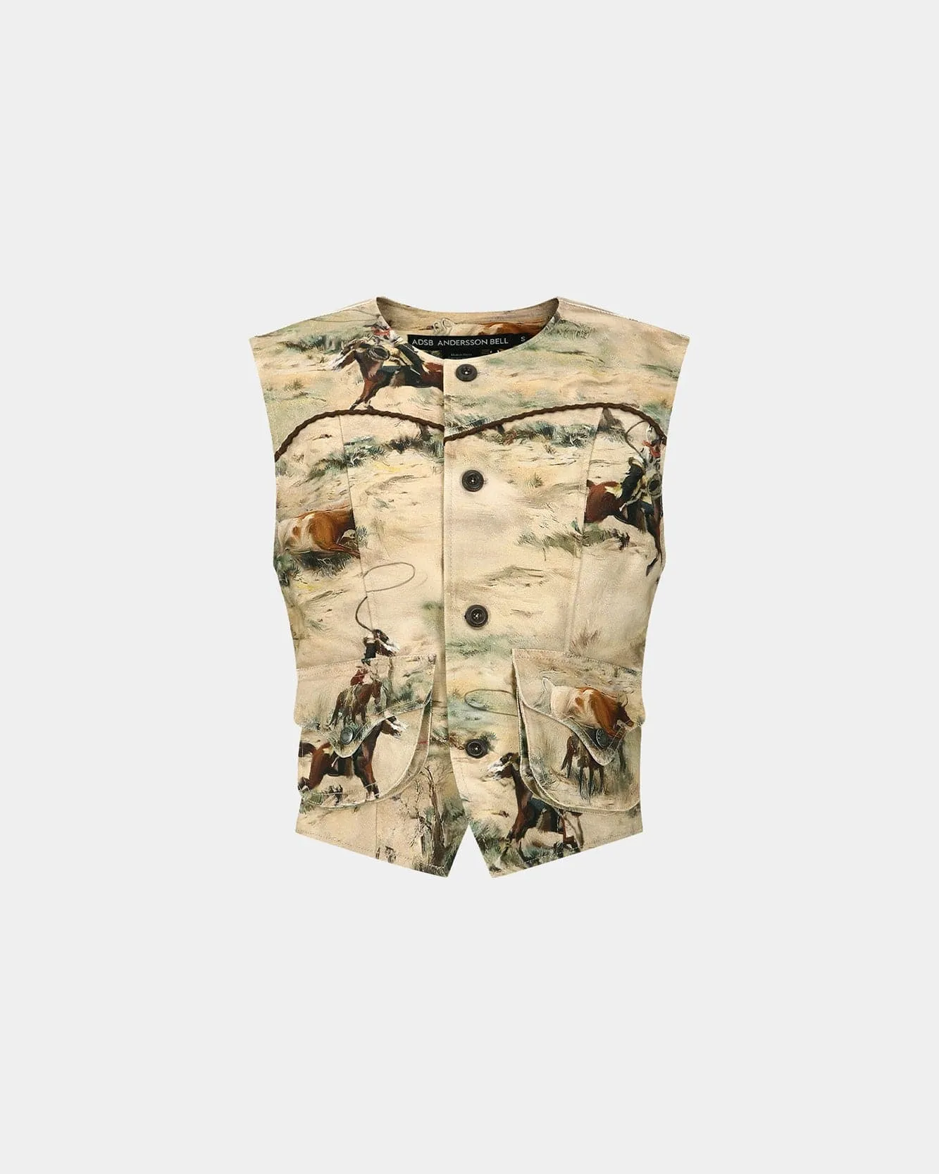 COWBOY PRINTED VEST awa697w(BEIGE) sold by Andersson Bell product image thumbnail 2