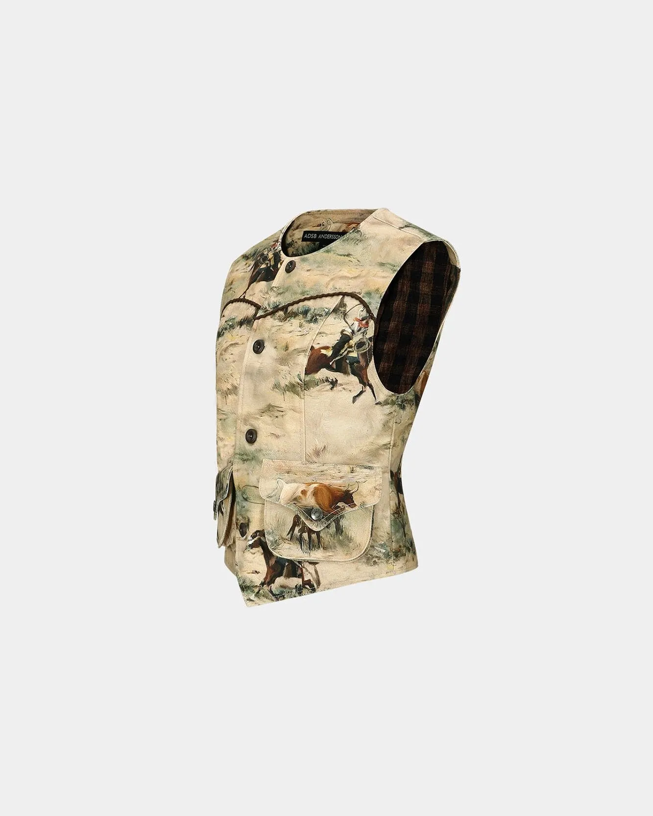 COWBOY PRINTED VEST awa697w(BEIGE) sold by Andersson Bell product image thumbnail 3