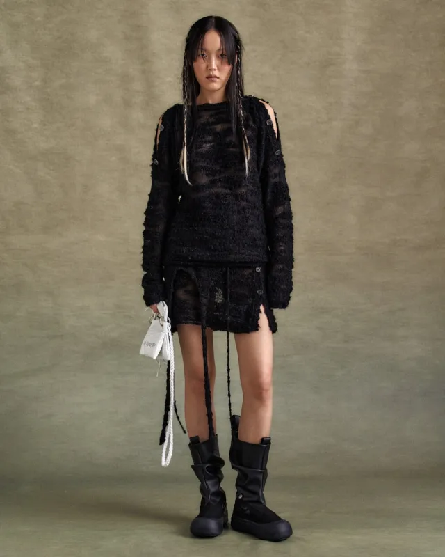 FIFI BUTTON PULLOVER KNIT atb1261w(BLACK) sold by Andersson Bell