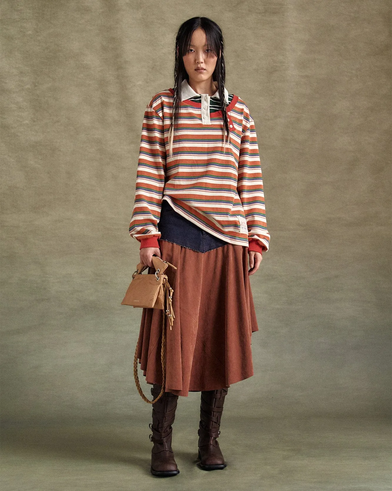 PIQUÉ INSERTED LONG SLEEVE T-SHIRTS atb1259w(MULTI) sold by Andersson Bell