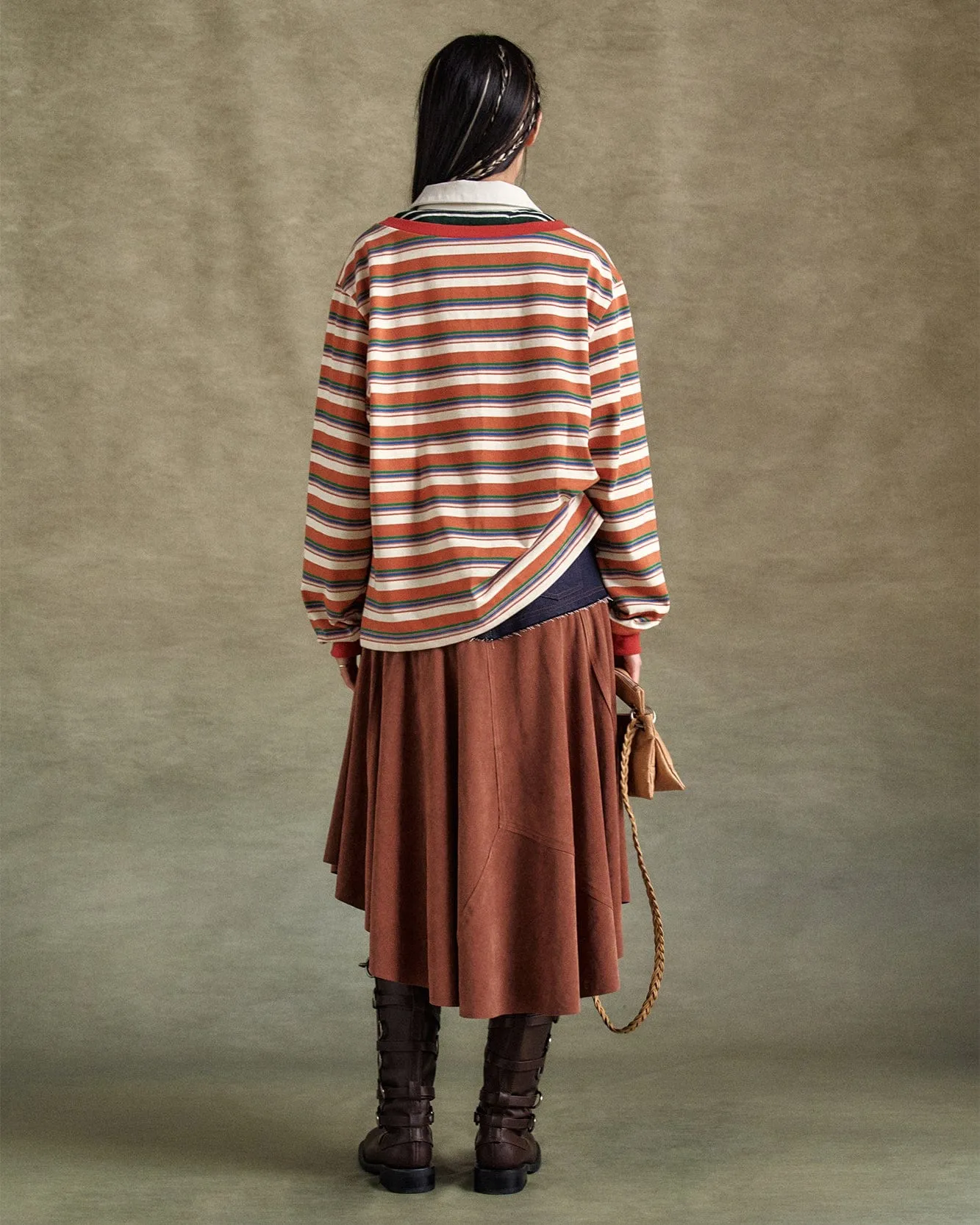 PIQUÉ INSERTED LONG SLEEVE T-SHIRTS atb1259w(MULTI) sold by Andersson Bell product image thumbnail 5