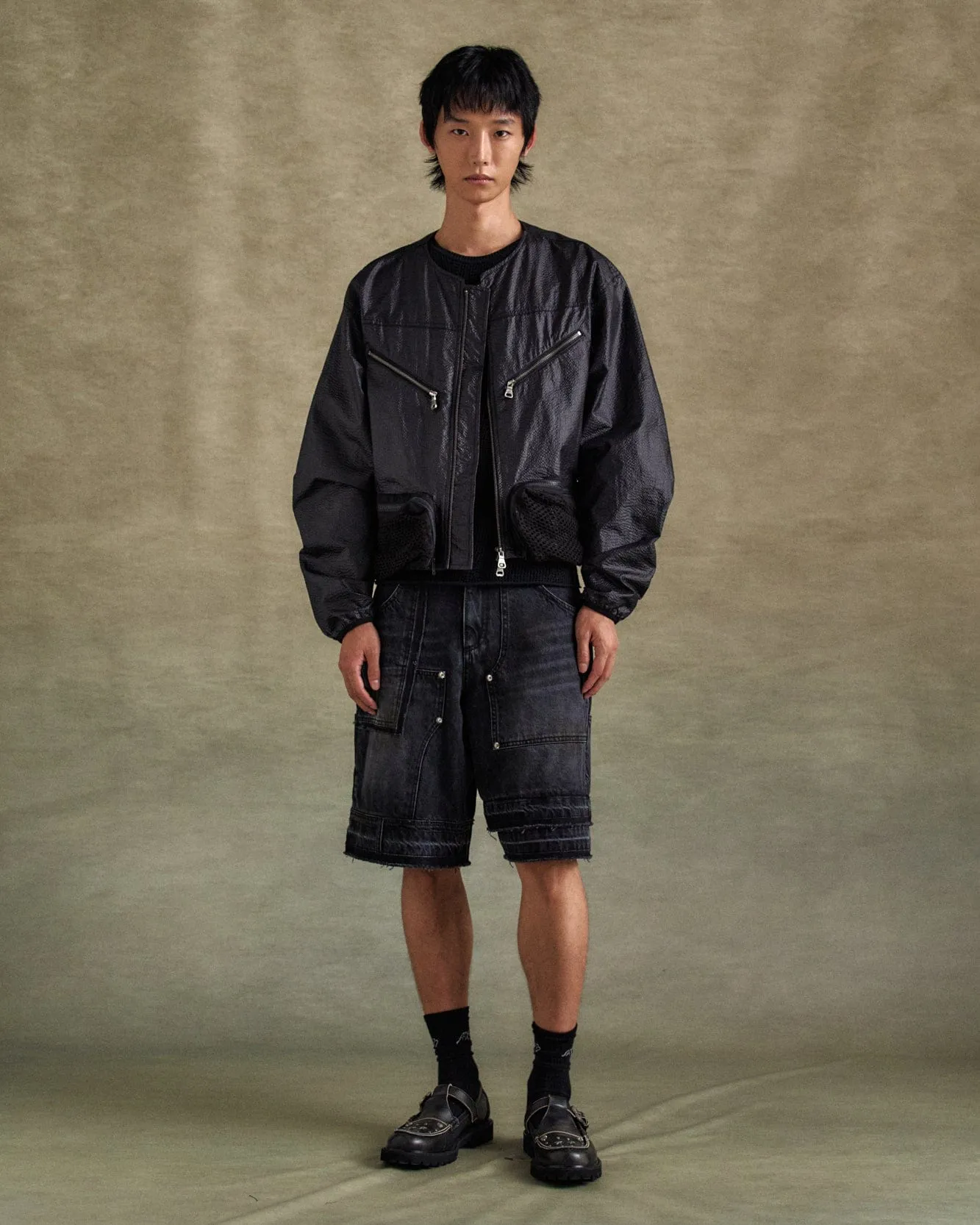 CONVEX COLLARLESS JACKET awa696m(BLACK) sold by Andersson Bell product image thumbnail 5