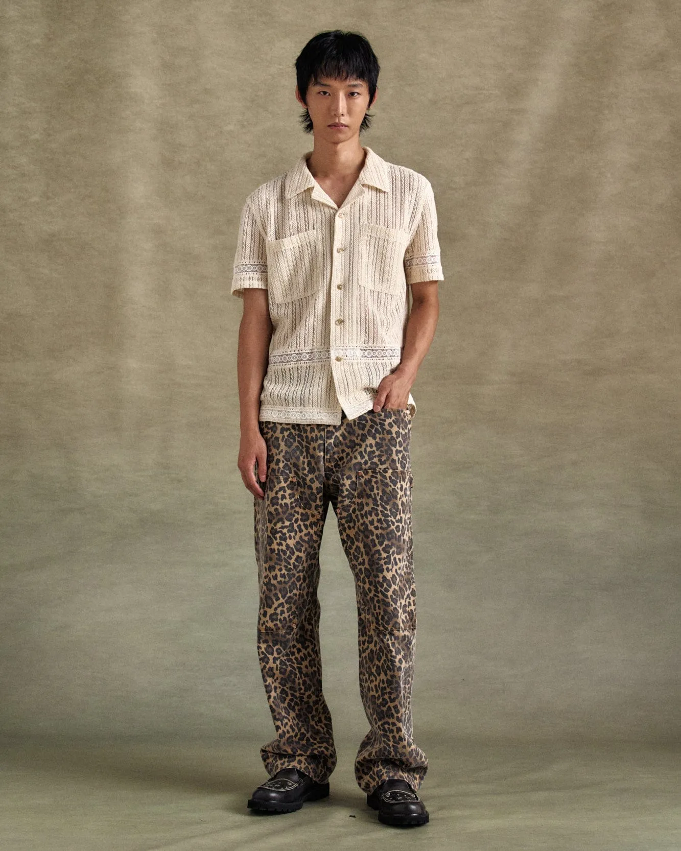 LEOPARD CARPENTER JEANS apa812m(BEIGE) sold by Andersson Bell