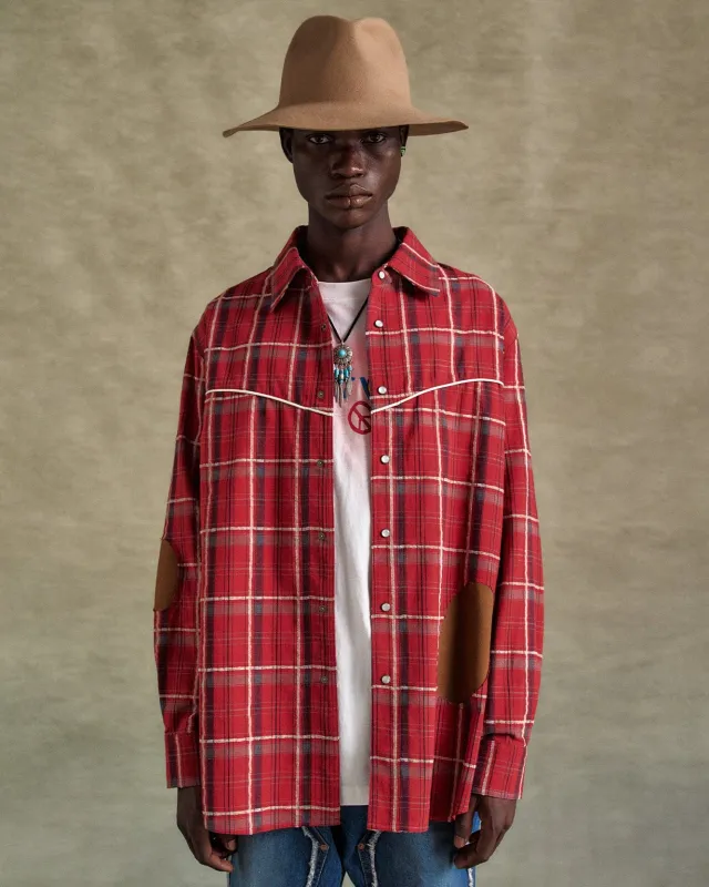 NOAH PATCH CHECK SHIRTS atb1238m(RED) sold by Andersson Bell