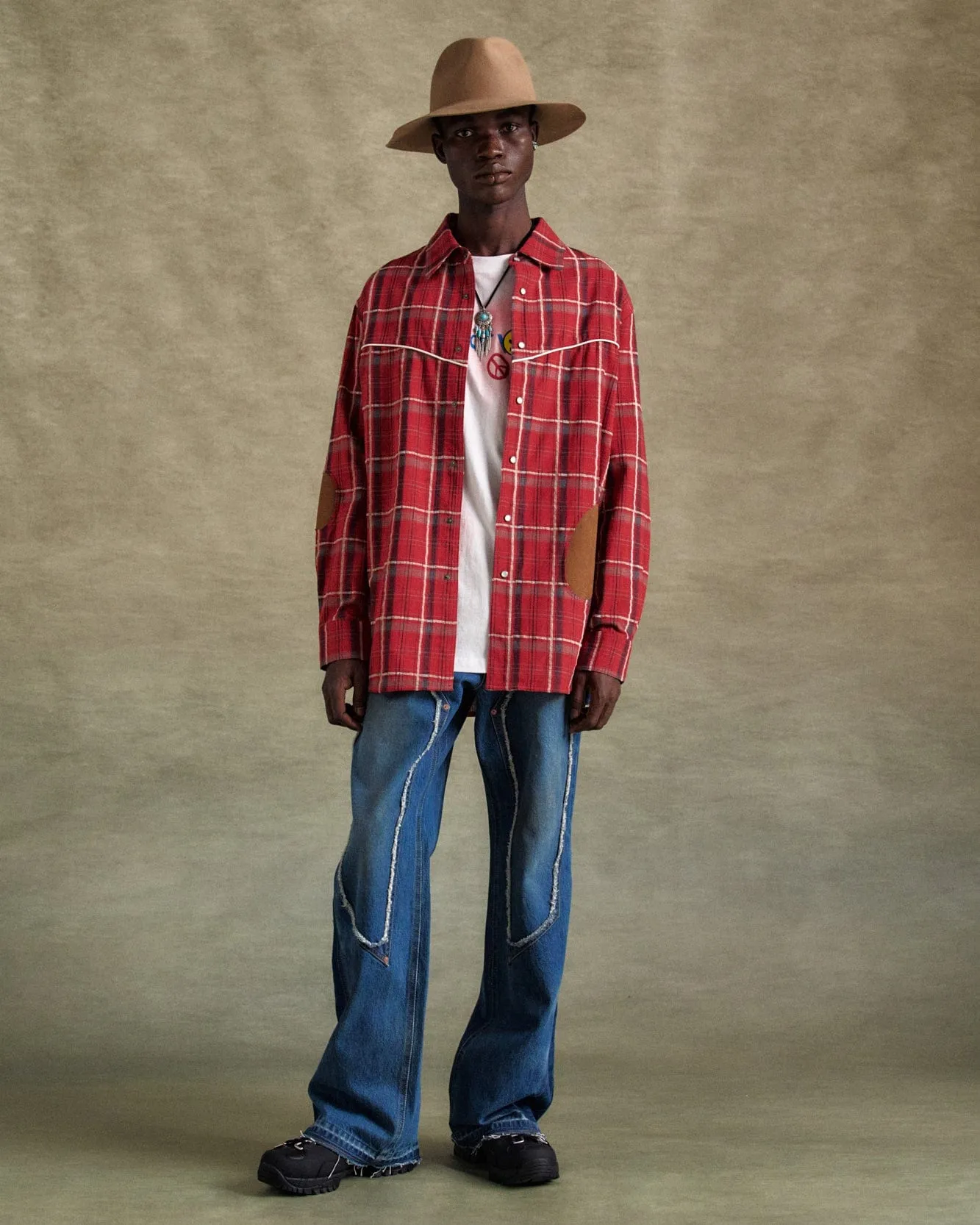 NOAH PATCH CHECK SHIRTS atb1238m(RED) sold by Andersson Bell product image thumbnail 5