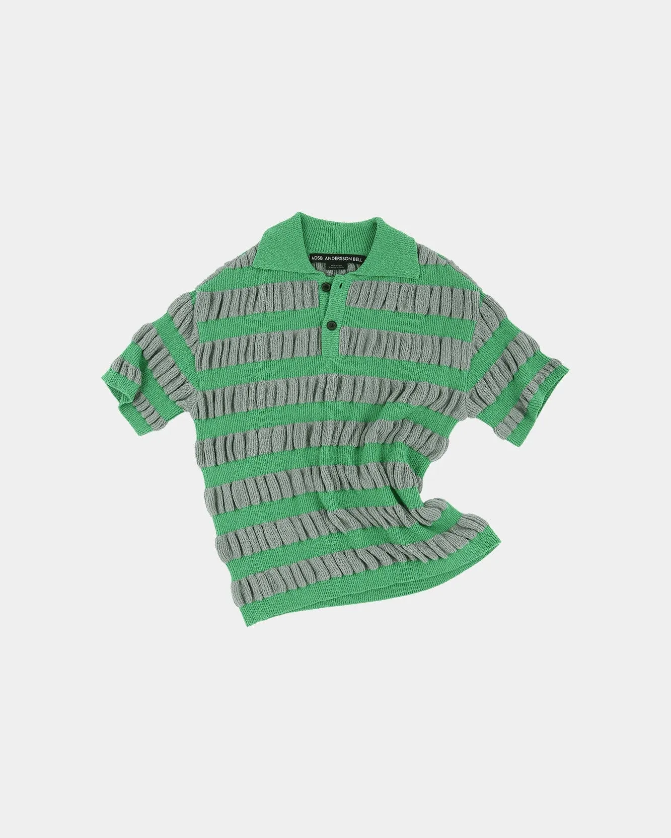 BUBBLE STRIPE POLO SWEATER atb1246m(GREY/GREEN) sold by Andersson Bell product image thumbnail 2