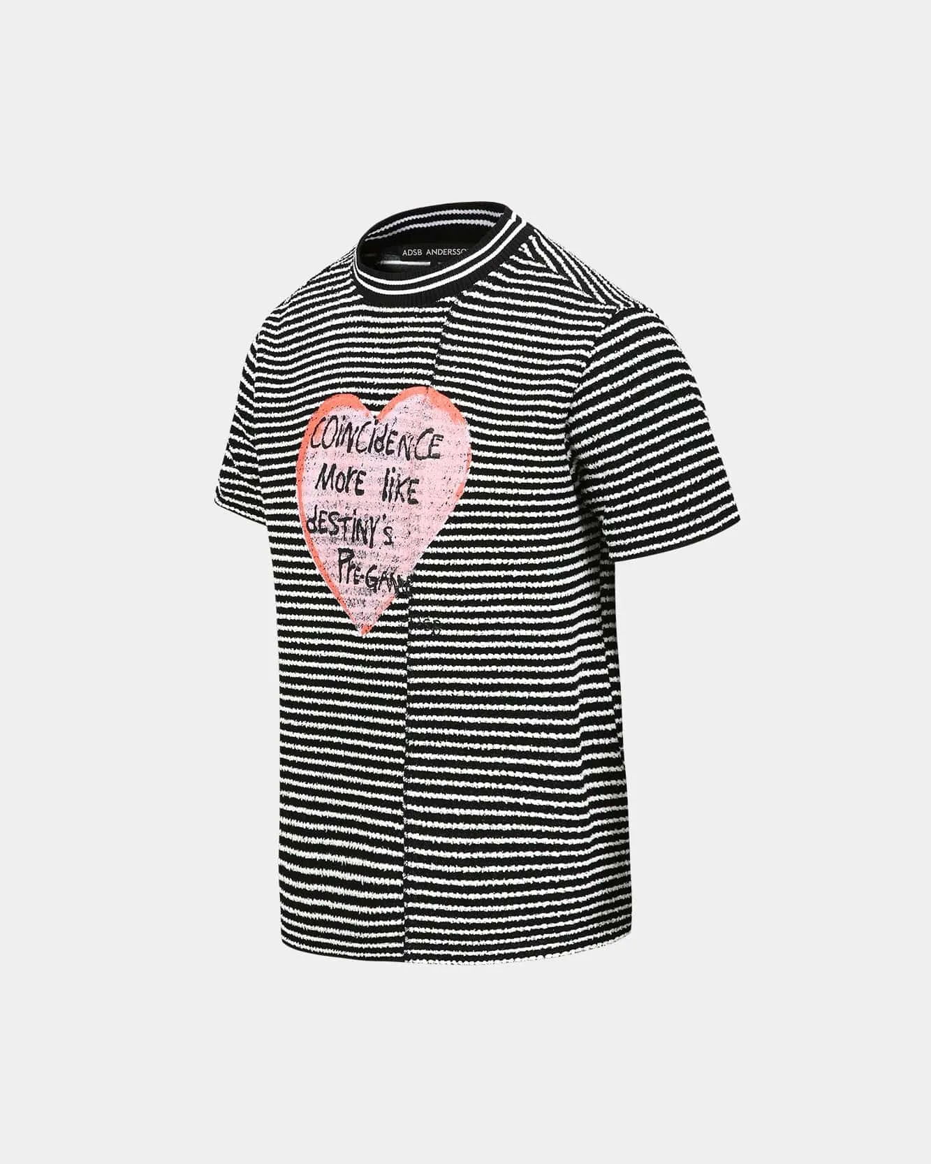 HEART MESSAGE STRIPE CREW NECK SWEATER atb1248m(BLACK) sold by Andersson Bell product image thumbnail 3
