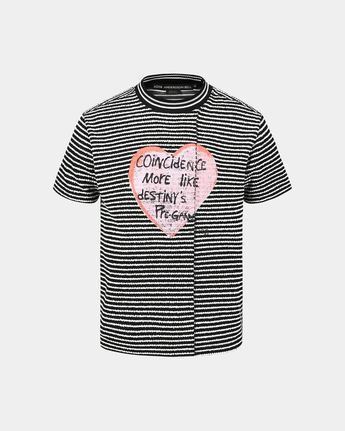 HEART MESSAGE STRIPE CREW NECK SWEATER atb1248m(BLACK) sold by Andersson Bell product image thumbnail 2
