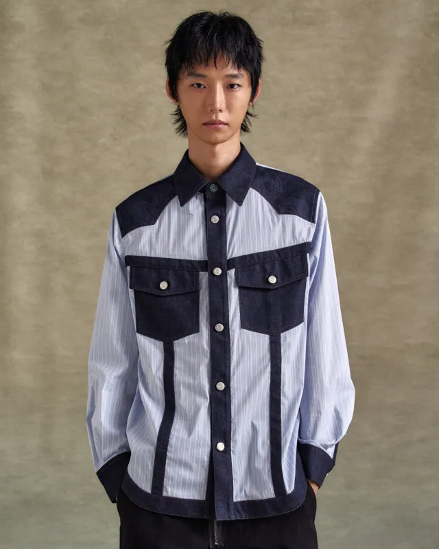 DENIM & STRIPE SHIRTS atb1274m(BLUE) sold by Andersson Bell