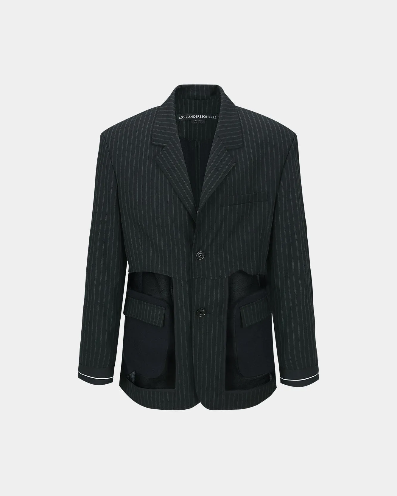 INSIDE OUT STRIPE SHEER JACKET awa698u(BLACK) sold by Andersson Bell product image thumbnail 2