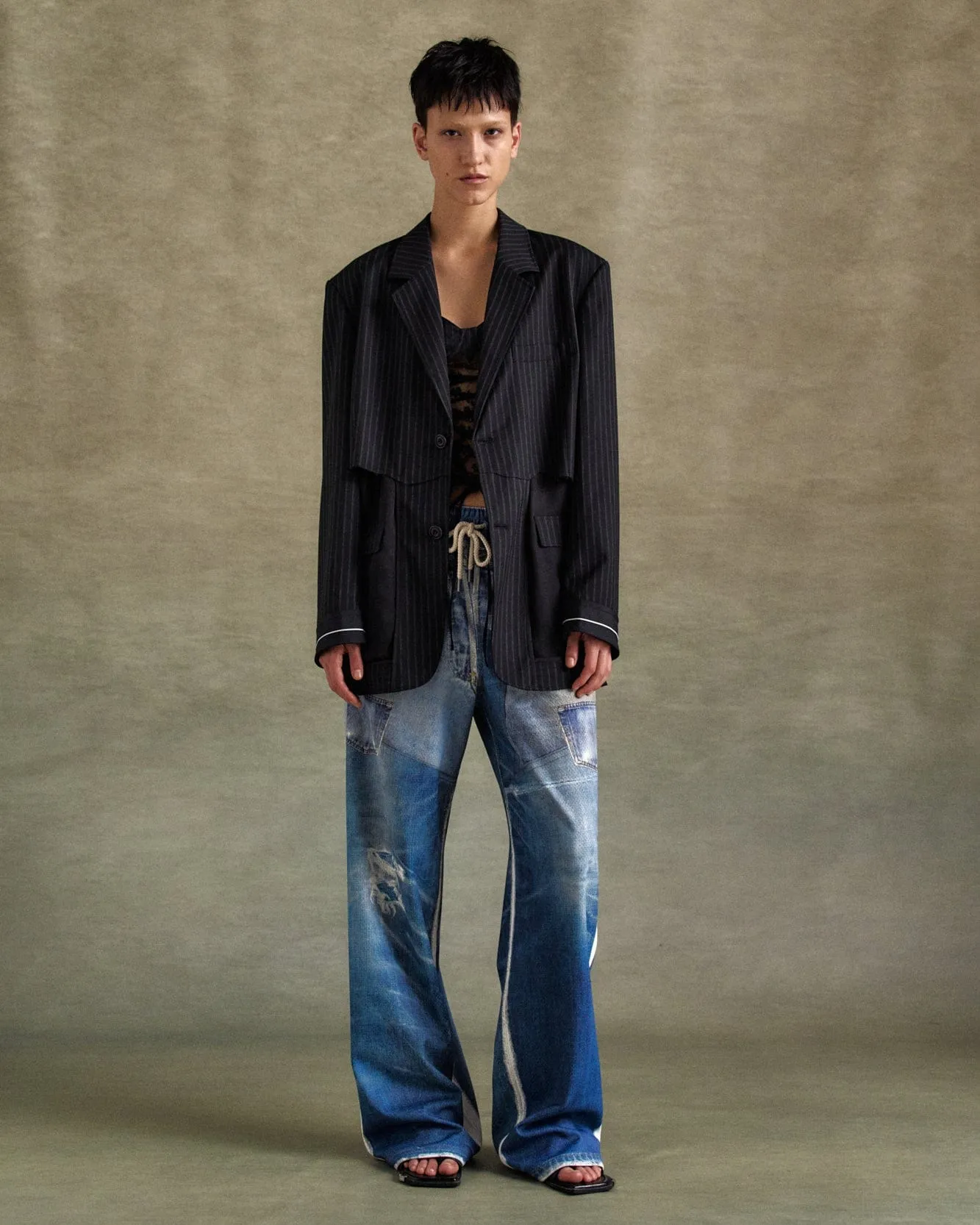 INSIDE OUT STRIPE SHEER JACKET awa698u(BLACK) sold by Andersson Bell