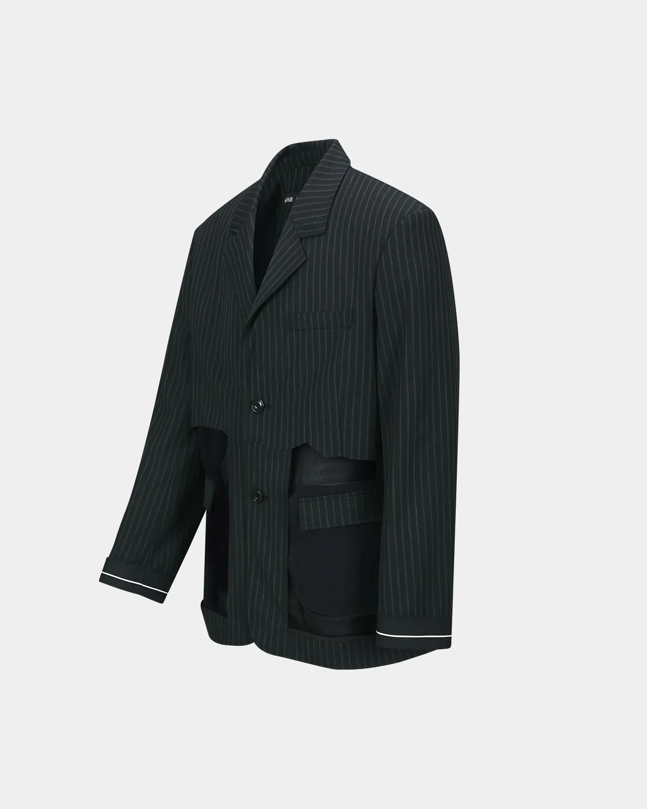 INSIDE OUT STRIPE SHEER JACKET awa698u(BLACK) sold by Andersson Bell product image thumbnail 3