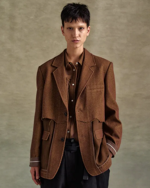 INSIDE OUT BROWN SHEER JACKET awa699u(BROWN) made by Andersson Bell