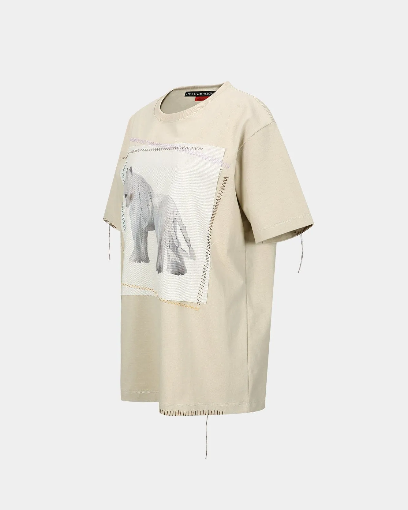 (ESSENTIAL) HORSE PATCH OVERSIZED T-SHIRT atb1322w(BEIGE) sold by Andersson Bell product image thumbnail 3