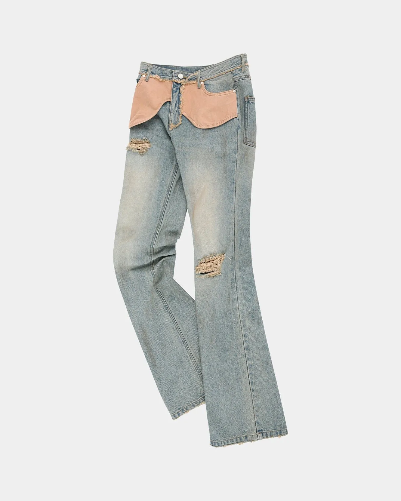 DECONSTRUCTED DIRTY WASH BOOTCUT JEANS apa797w(WASHED BLUE) sold by Andersson Bell product image thumbnail 2