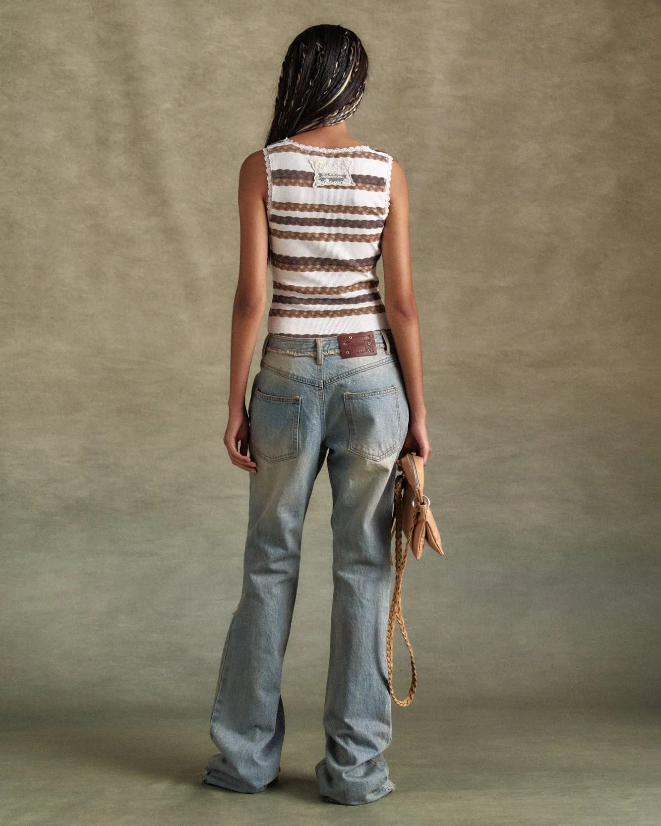 DECONSTRUCTED DIRTY WASH BOOTCUT JEANS apa797w(WASHED BLUE) sold by Andersson Bell product image thumbnail 5