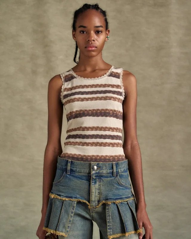 [RESTOCK]  HAIR BRAID STRIPE TANK TOP atb1263w(BEIGE) made by Andersson Bell