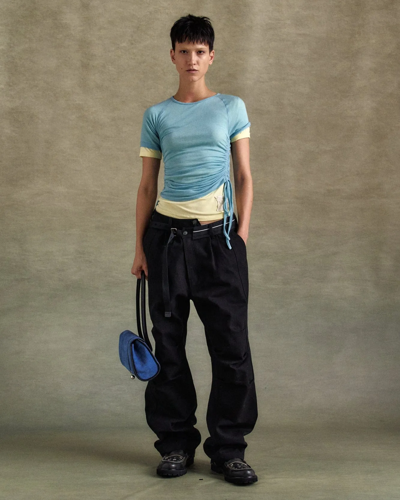 CINDY STRING LAYRED T-SHIRT atb1265w(SKY BLUE) sold by Andersson Bell