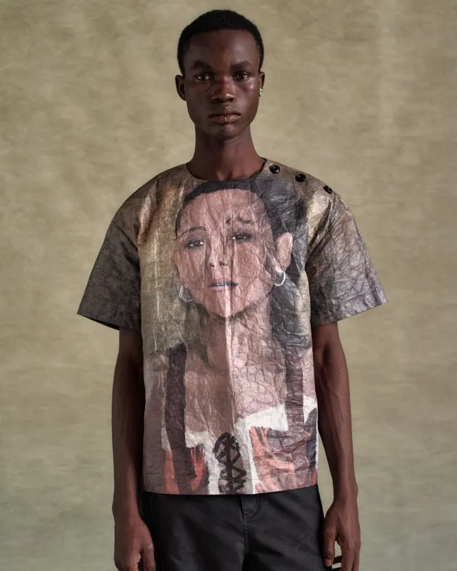 UNISEX REMY PRINTED TYVEK T-SHIRT atb1269u(BEIGE) made by Andersson Bell