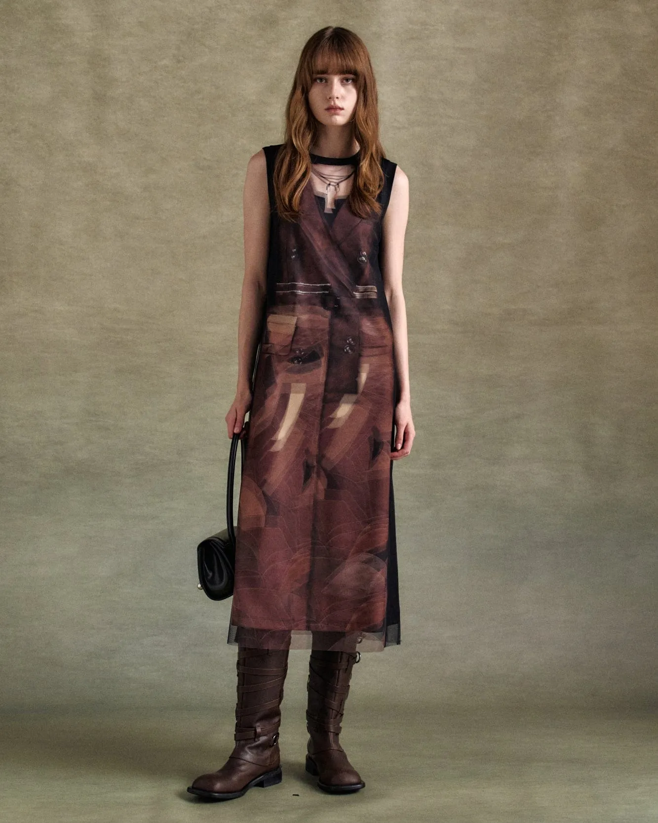 LENTICULAR TRENCH COAT PRINTED JERSEY DRESS atb1310w(BLACK) sold by Andersson Bell