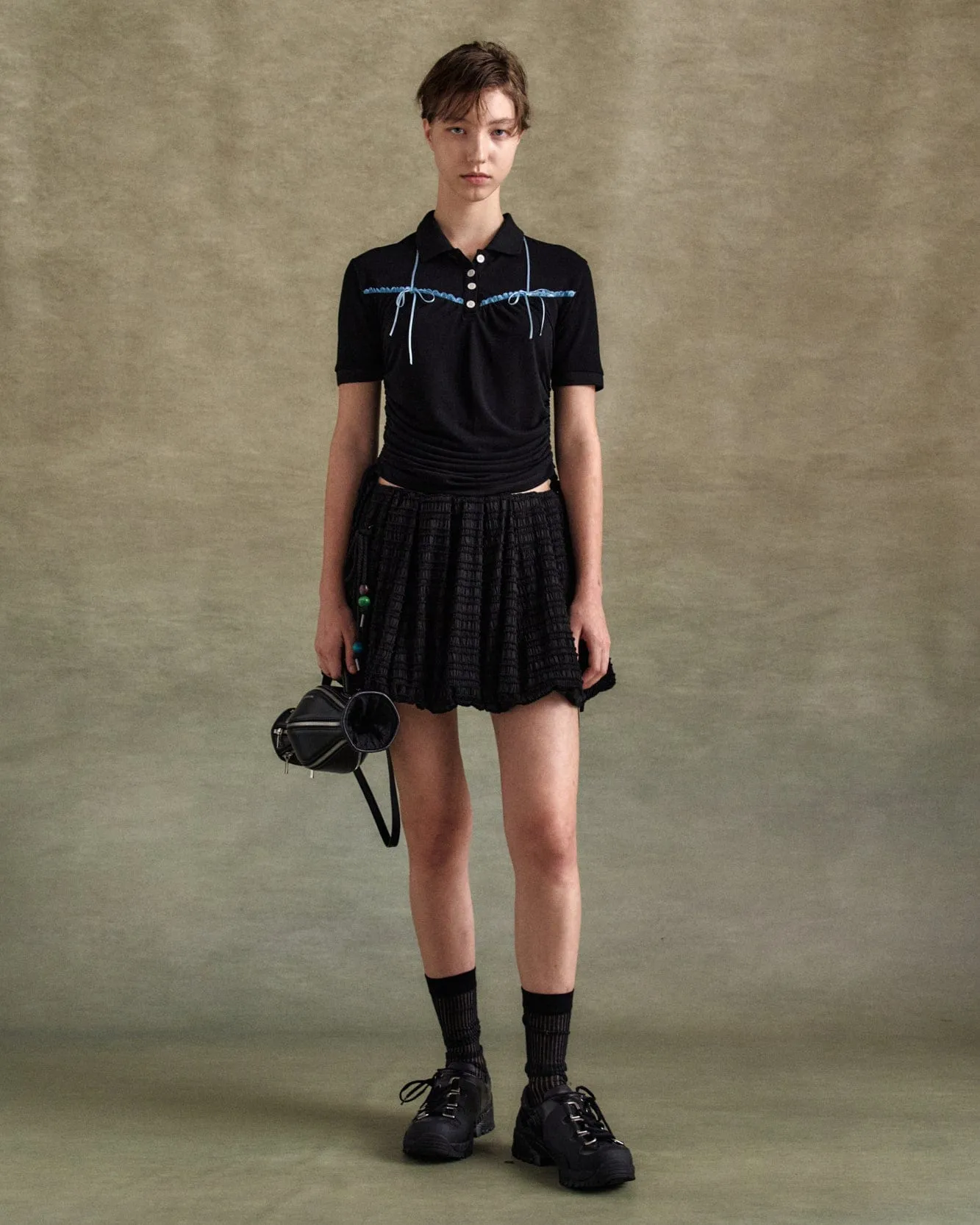 HALTER STRING PIQUÉ POLO SHIRTS atb1255w(BLACK) sold by Andersson Bell product image thumbnail 5