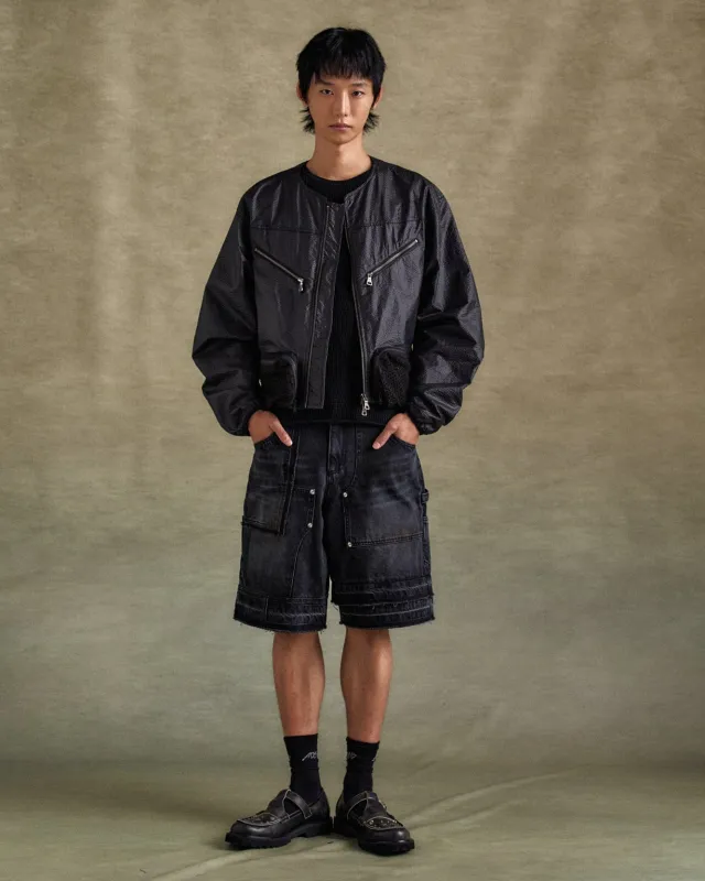 UNISEX PATCHWORK DENIM SHORTS apa806u(BLACK) made by Andersson Bell