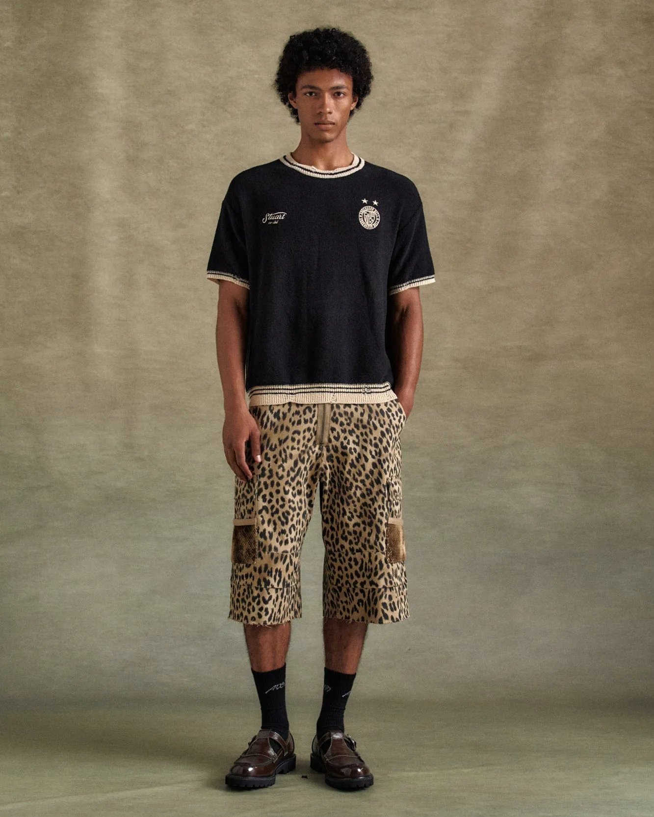 DEPOT LEOPARD CARGO SHORTS apa809m(BEIGE) sold by Andersson Bell