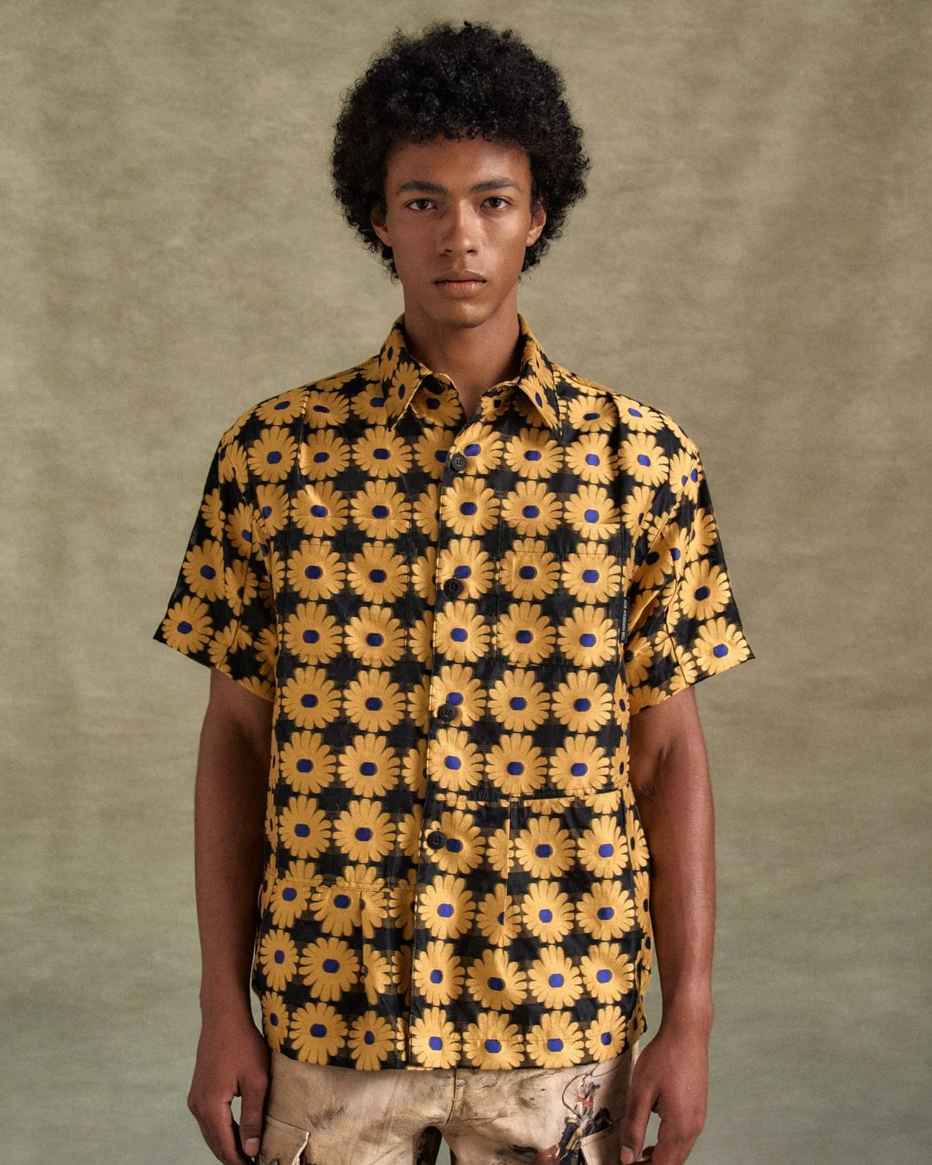 SHEER FLOWER SHIRTS atb1278m(YELLOW) sold by Andersson Bell