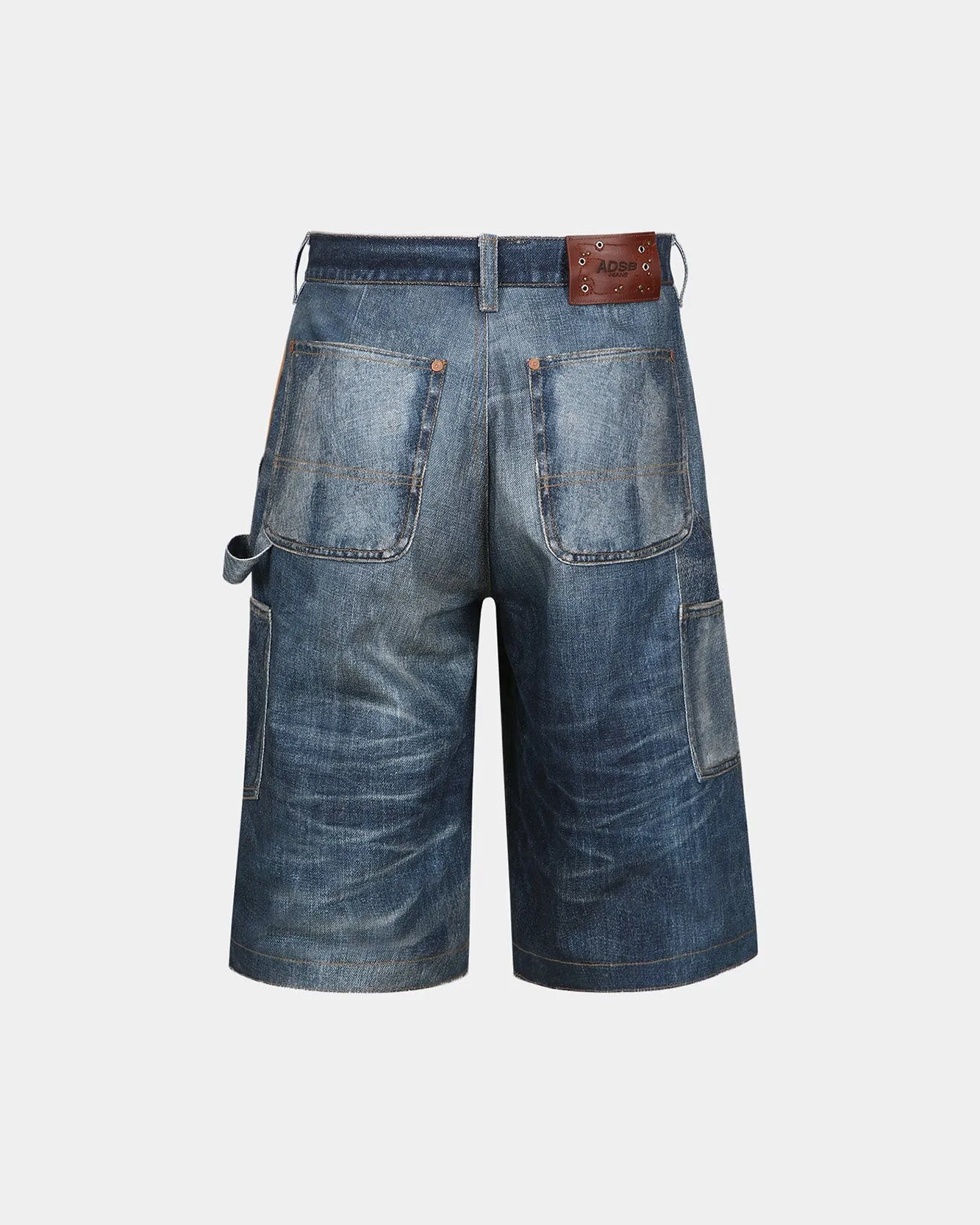 UNISEX DENIM TROMPE L`OEIL DOUBLE KNEE SHORTS apa786u(BLUE) sold by Andersson Bell product image thumbnail 4